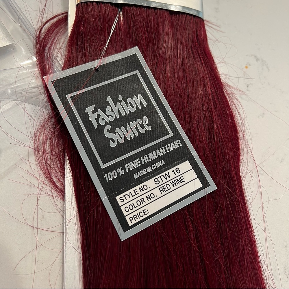 Fashion Source Color - Red Wine 100% Human Hair 16” wefted